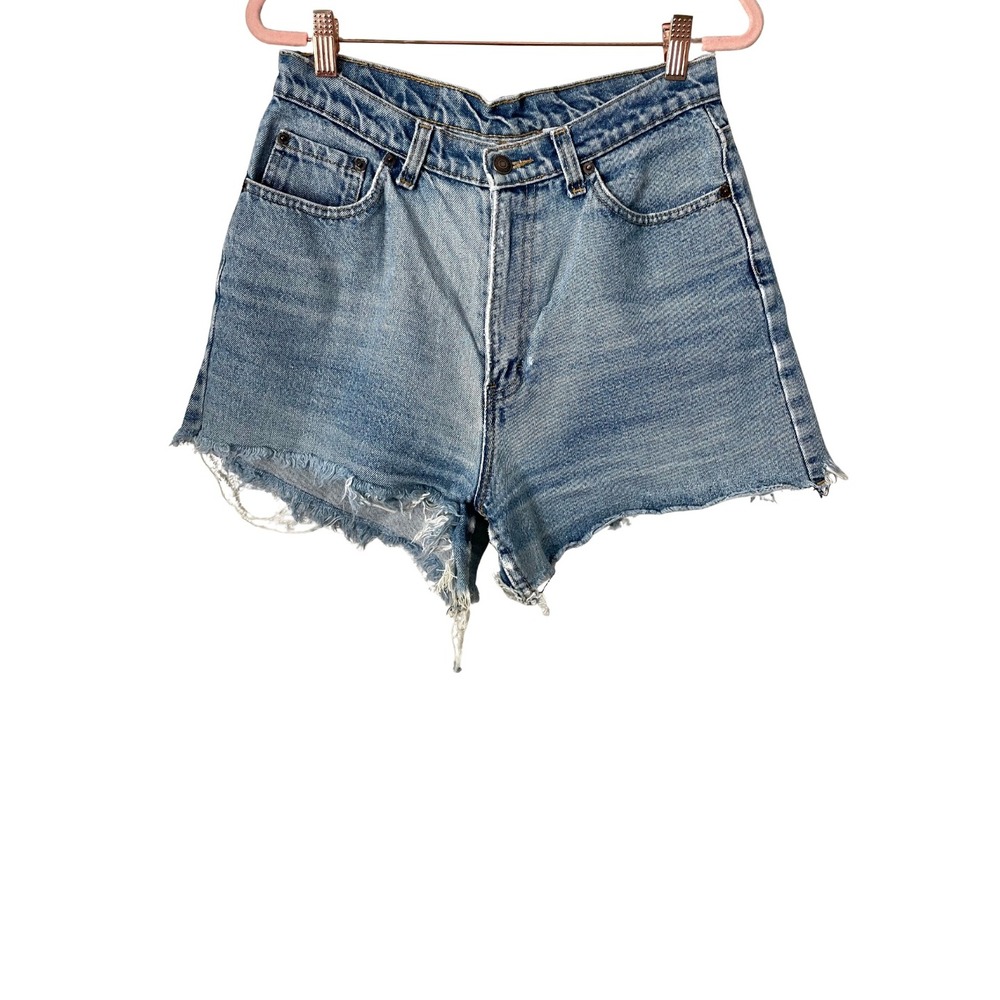Vintage Jordache High Waisted Cut Off Denim Shorts Light Wash Blue 9/10 Cotton